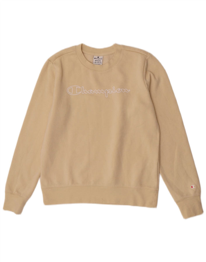 Champion moletom gráfico feminino jumper UK 12 algodão amarelo médio
