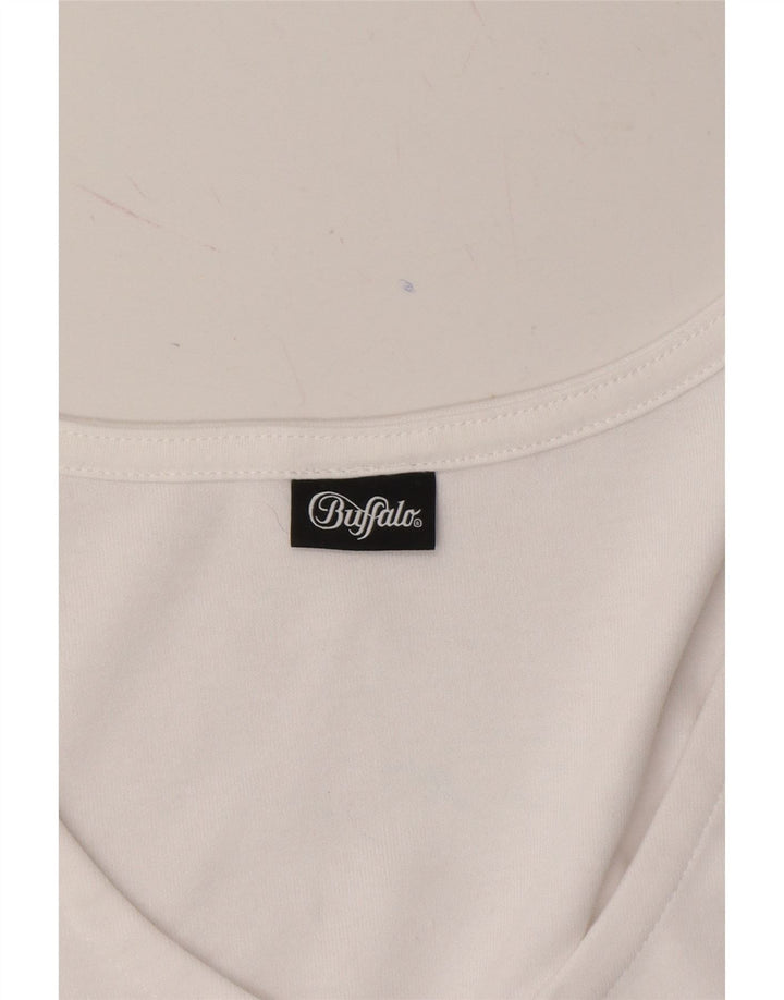 BUFFALO Womens Crop Sweatshirt Jumper UK 6 XS White Cotton Vintage Buffalo and Second-Hand Buffalo from Messina Hembry 