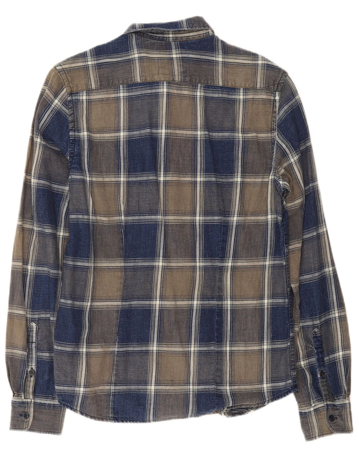 Wrangler Camisa masculina de flanela fina xadrez Indigo pequena xadrez azul marinho