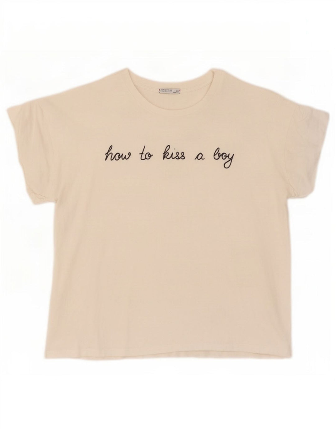 Zara Womens Oversized Graphic T-Shirt Top UK 10 Pequeno Branco