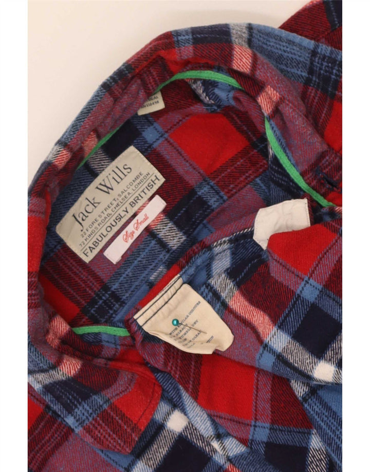 Camisa masculina de flanela Jack Wills pequena xadrez multicolorida de algodão
