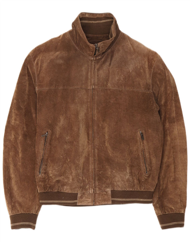 Jaqueta bomber masculina básica de camurça IT 52 XL couro marrom