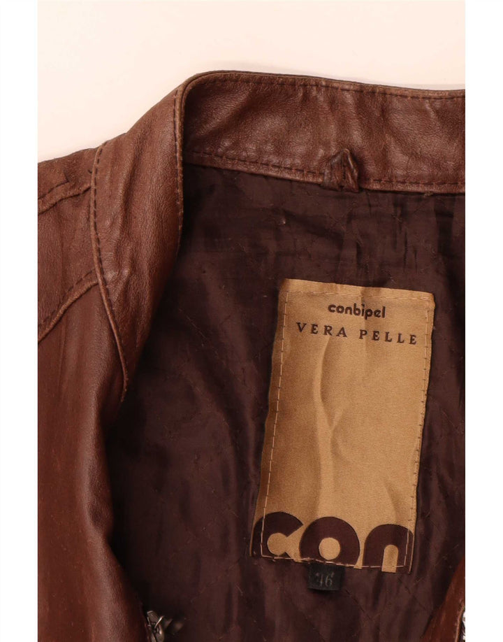 Jaqueta de couro masculina Conbipel IT 46 pequena couro marrom