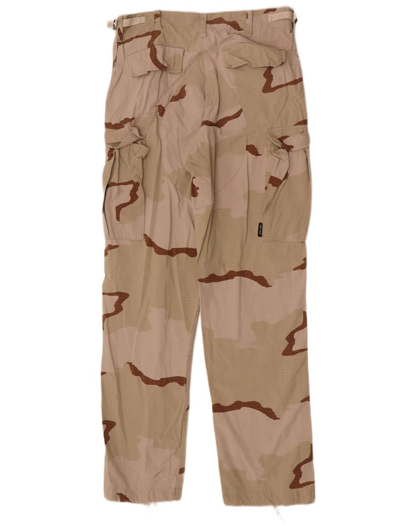 Calças cargo retas masculinas vintage pequenas W30 L30 camuflagem bege