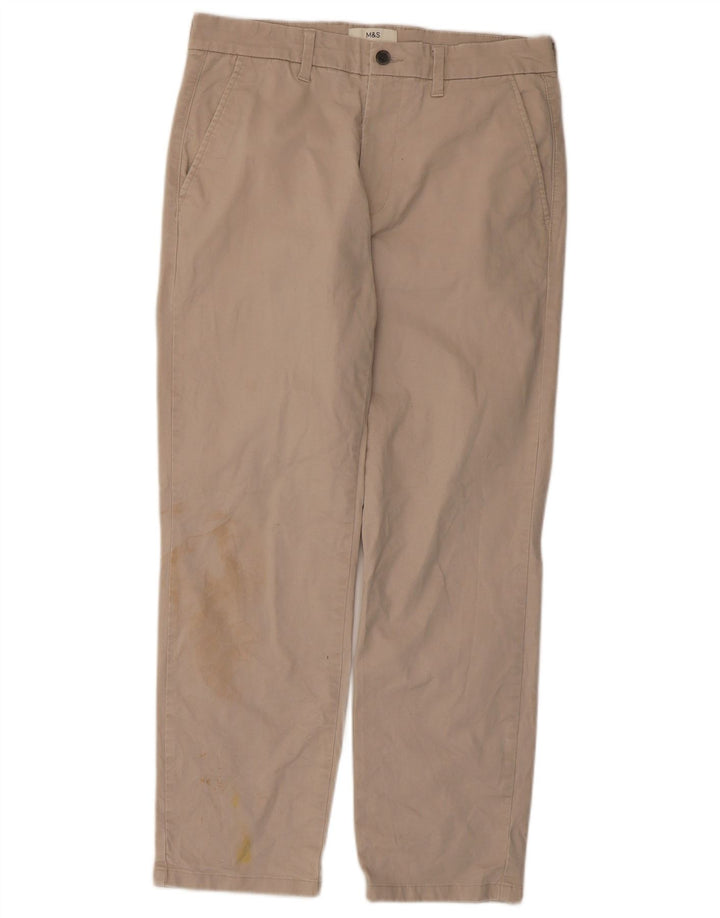 Calça Chino Masculina Marks & Spencer Regular Fit W32 L29 Algodão Bege
