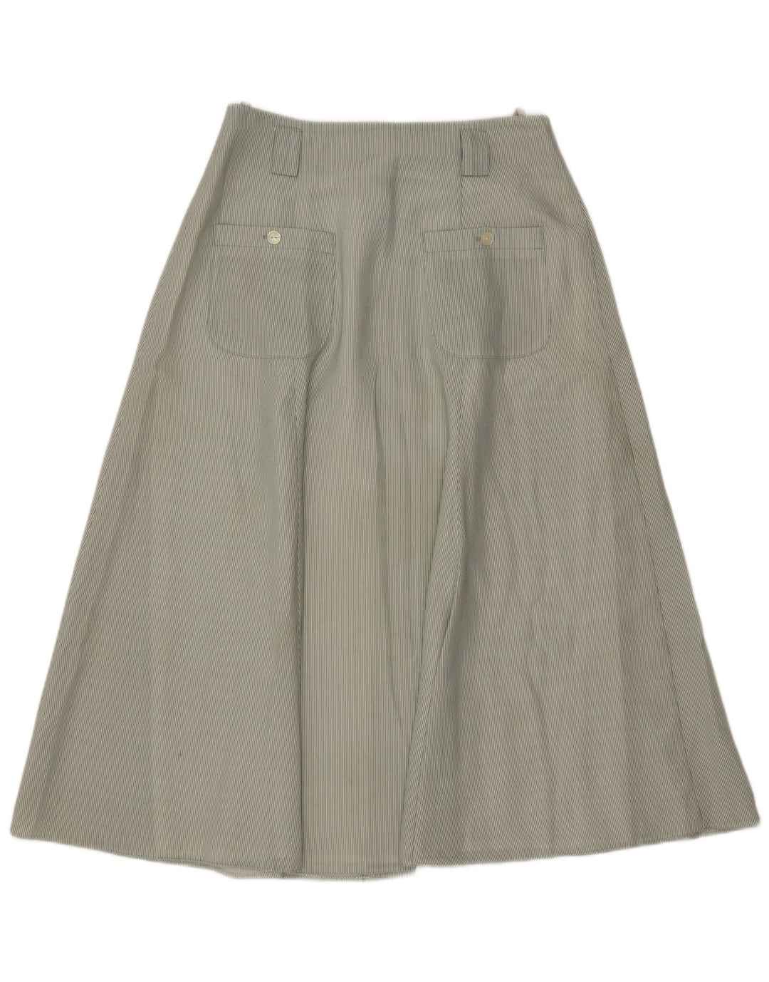 Saia alargada feminina vintage IT 46 grande poliéster listrado verde W30