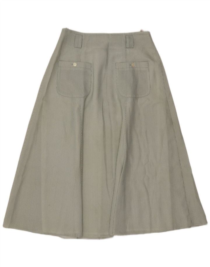 Saia alargada feminina vintage IT 46 grande poliéster listrado verde W30