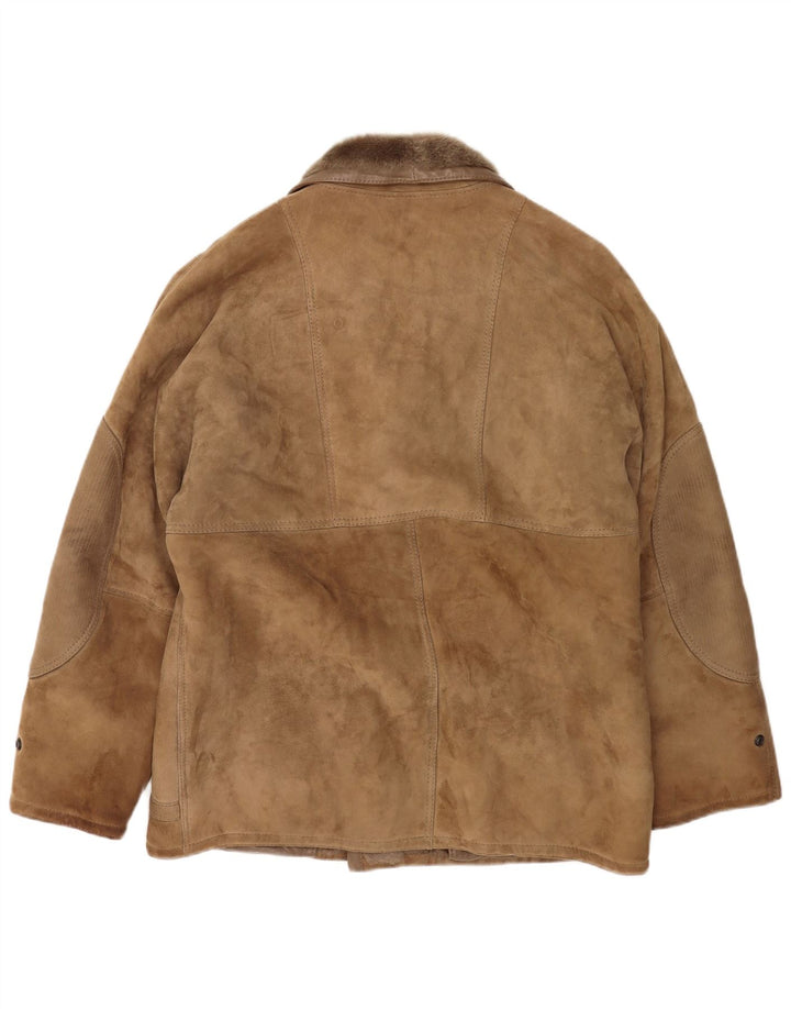 Jaqueta masculina vintage Shearling IT 52 XL bege