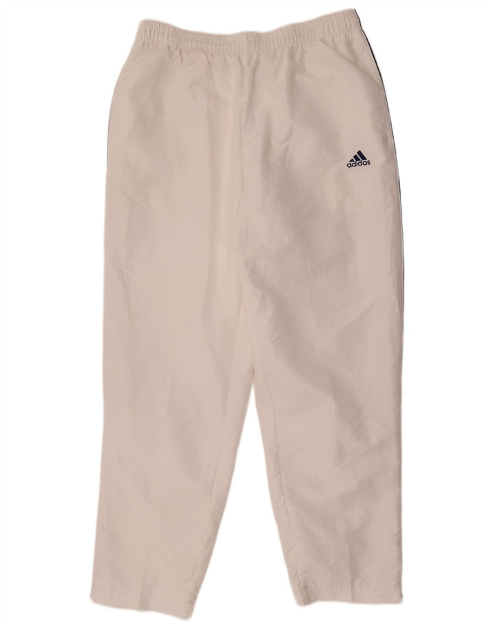 Calça de treino masculina Adidas grande poliéster branco