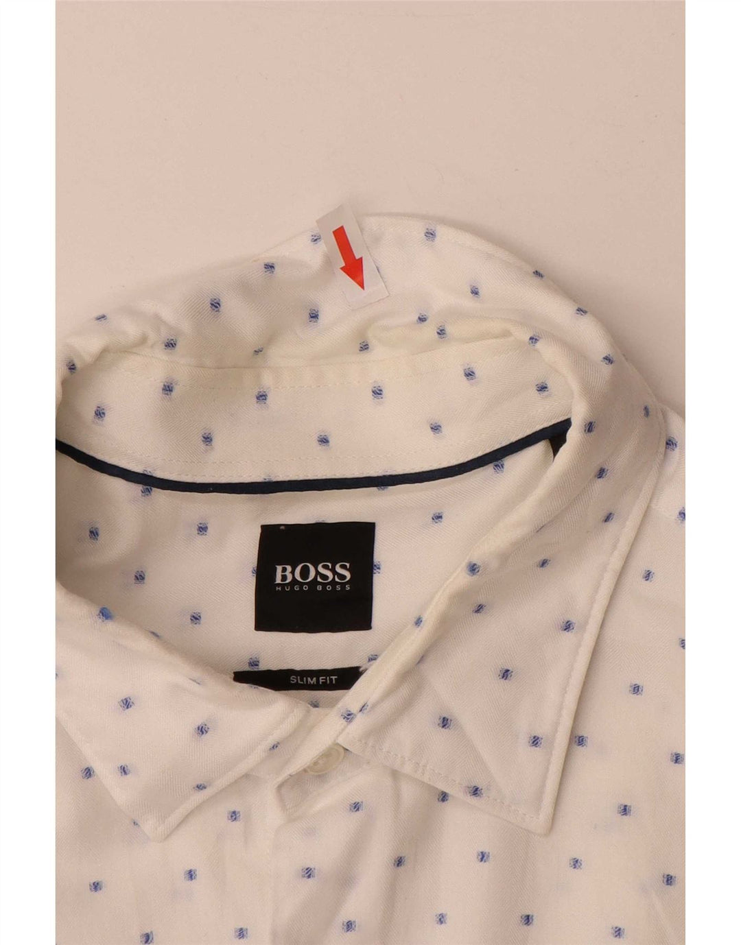 Camisa masculina Slim Fit Hugo Boss grande algodão manchado branco