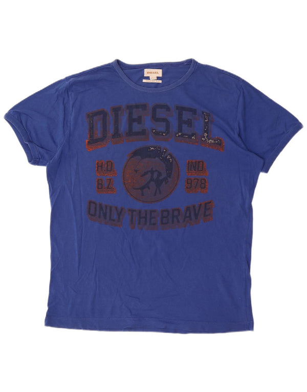 Camiseta masculina Diesel Regular Fit gráfica Top XL azul