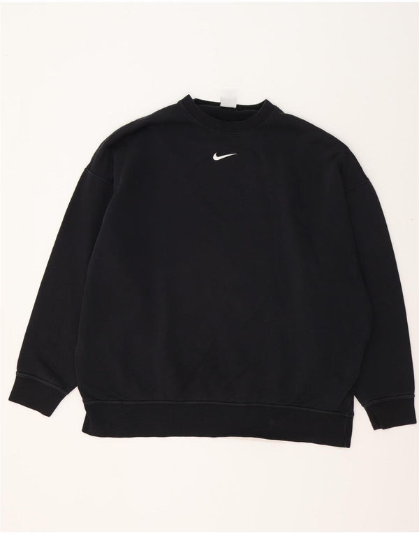 NIKE Mens Loose Fit Moletom Jumper Pequeno Algodão Preto