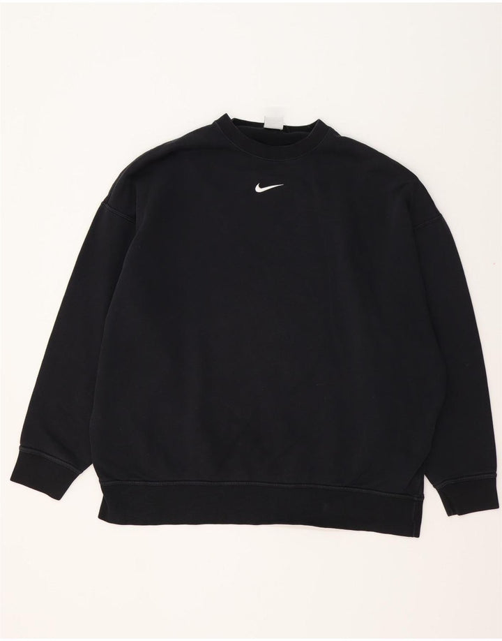 NIKE Mens Loose Fit Moletom Jumper Pequeno Algodão Preto