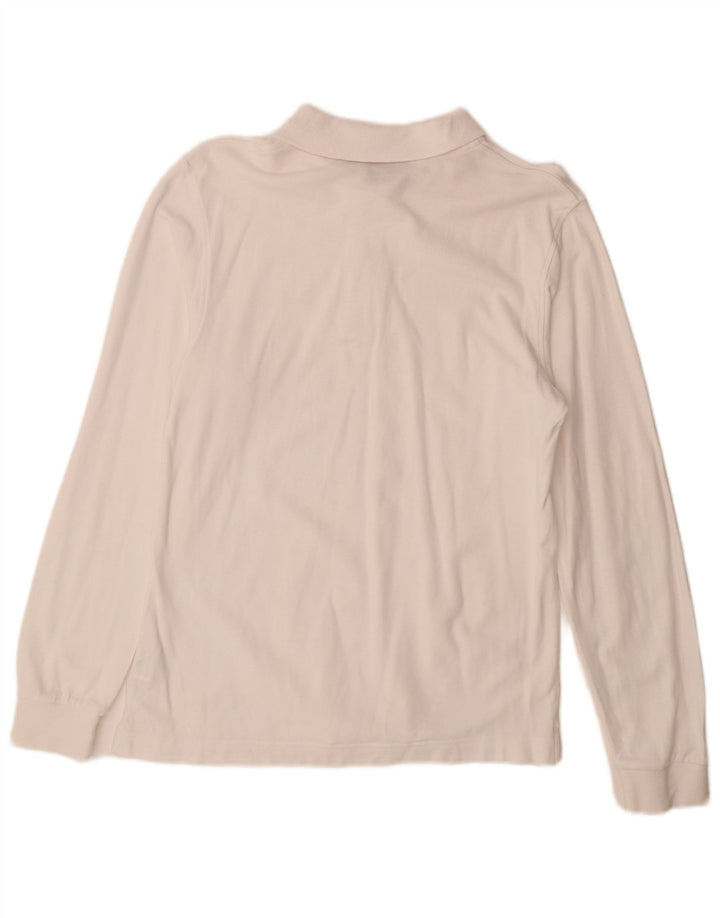 Camisa polo masculina de manga comprida LOTTO de algodão branco médio