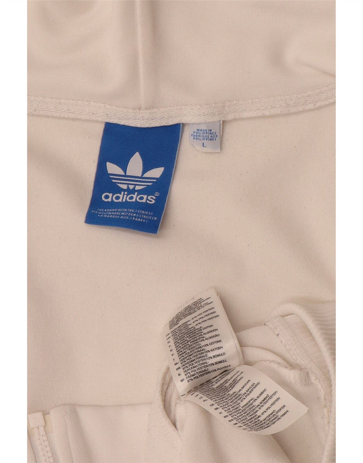 Suéter masculino Adidas com capuz e zíper grande poliéster branco
