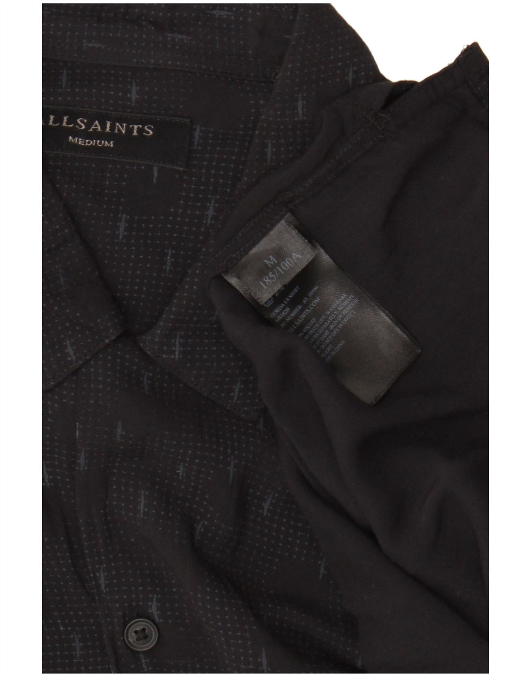 Camisa masculina All Saints viscose geométrica preta média