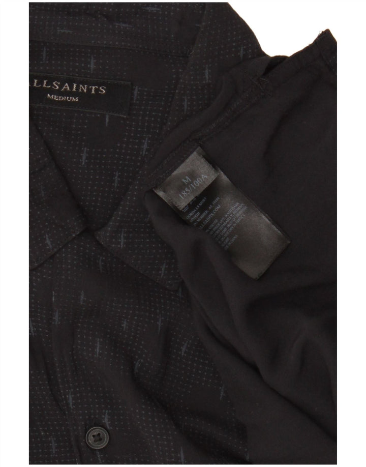 Camisa masculina All Saints viscose geométrica preta média