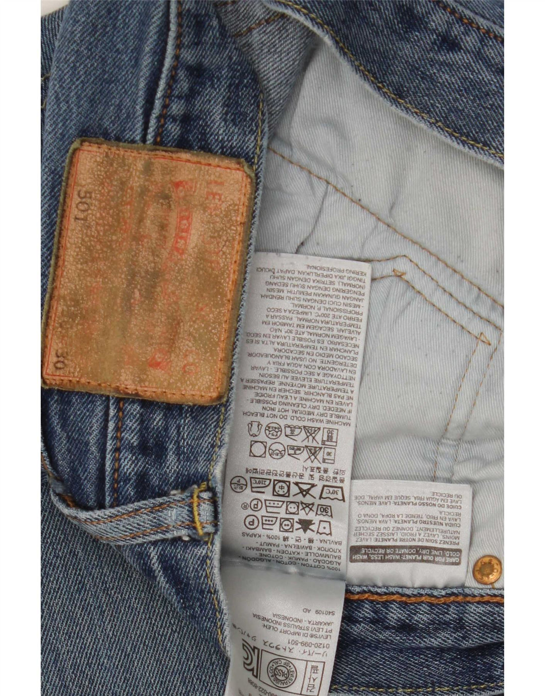 Levi's Masculino 501 Straight Jeans W30 L30 Azul Algodão