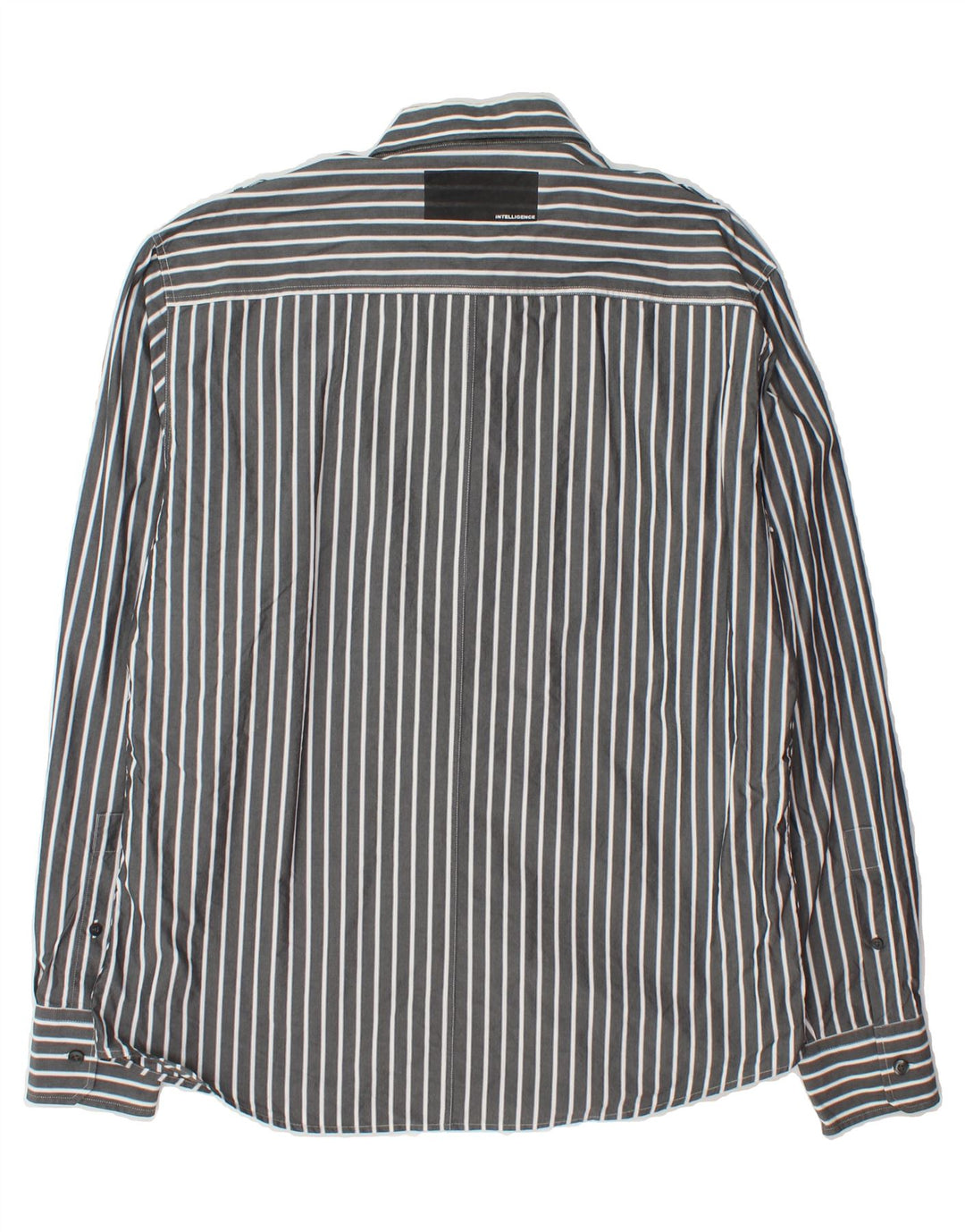 JACK & JONES Mens Military Shirt 2XL Grey Striped Cotton Vintage Jack & Jones and Second-Hand Jack & Jones from Messina Hembry 