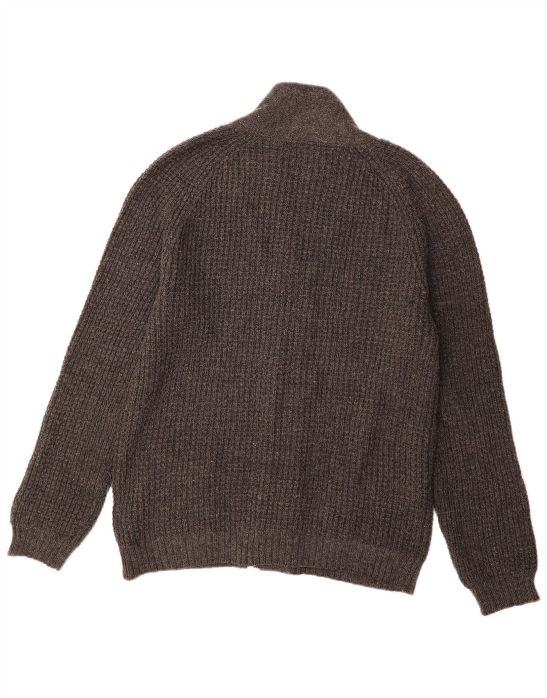 Suéter cardigã masculino Marks & Spencer Autograph Slim Fit lã cinza médio