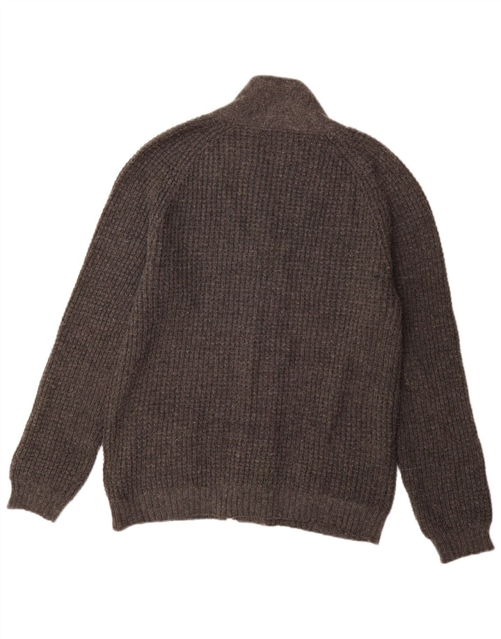Suéter cardigã masculino Marks & Spencer Autograph Slim Fit lã cinza médio