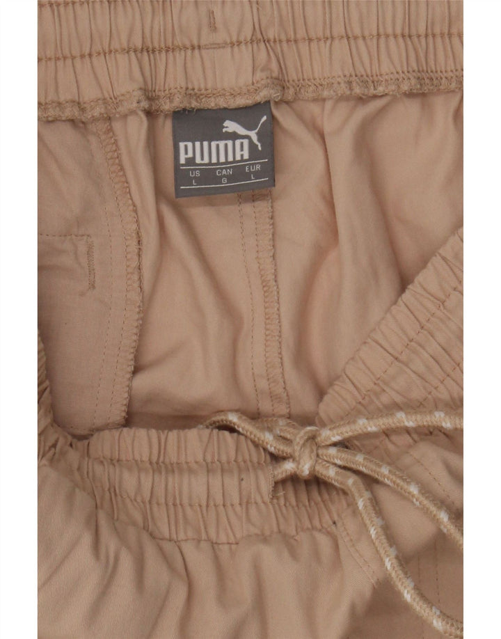 Calça feminina reta casual PUMA grande W30 L29 algodão bege