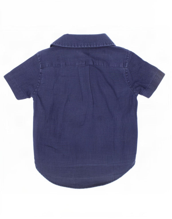 Ralph Lauren Camisa masculina de manga curta 2-3 anos linho azul marinho