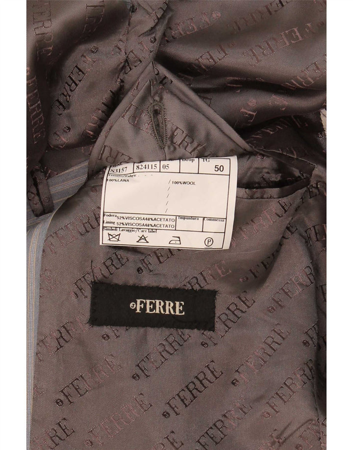 Terno masculino Ferre com 3 botões e 2 peças IT 50 grande W34 L33 viscose listrada cinza