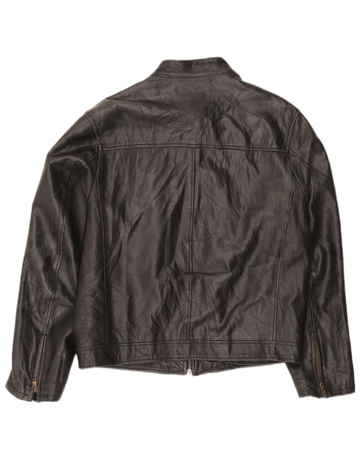 Jaqueta de couro masculina vintage IT 48 couro preto médio