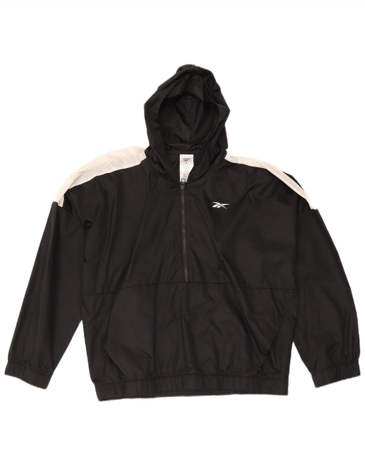 Reebok Womens Oversized Hooded Tracksuit Top Jacket Reino Unido 16/18 Grande Preto