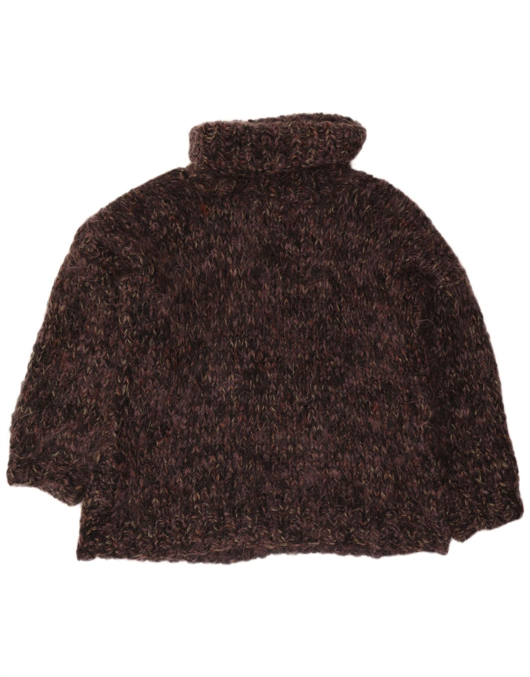 Suéter feminino VINTAGE com gola alta e gola alta Reino Unido 22 3XL marrom manchado