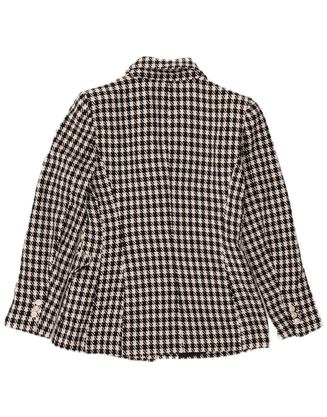 Jaqueta blazer feminina Zara com peito duplo Reino Unido 10 pequeno preto Houndstooth