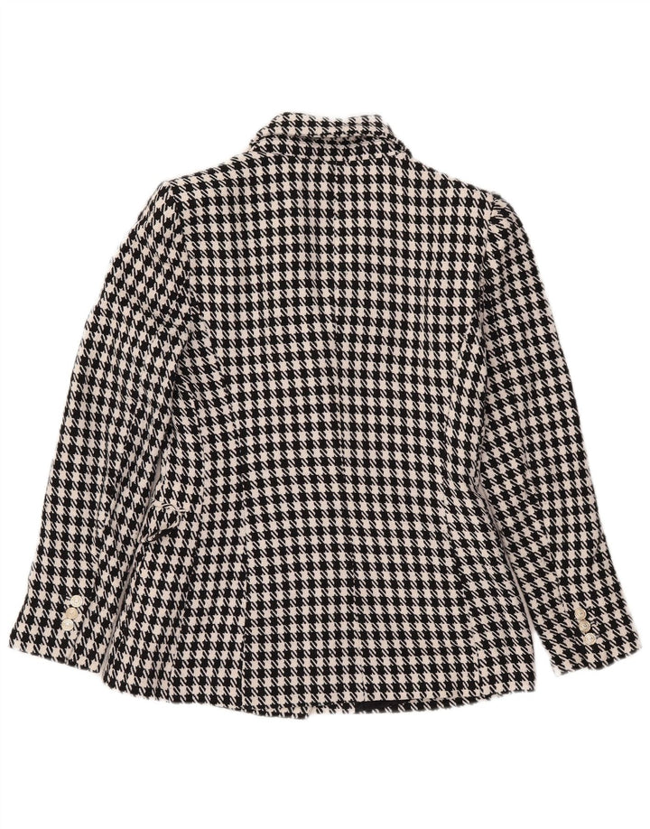 Jaqueta blazer feminina Zara com peito duplo Reino Unido 10 pequeno preto Houndstooth