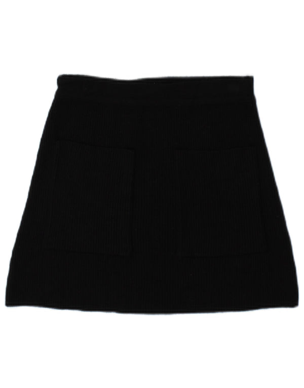 Mini saia feminina de malha Zara pequena W26 viscose preta