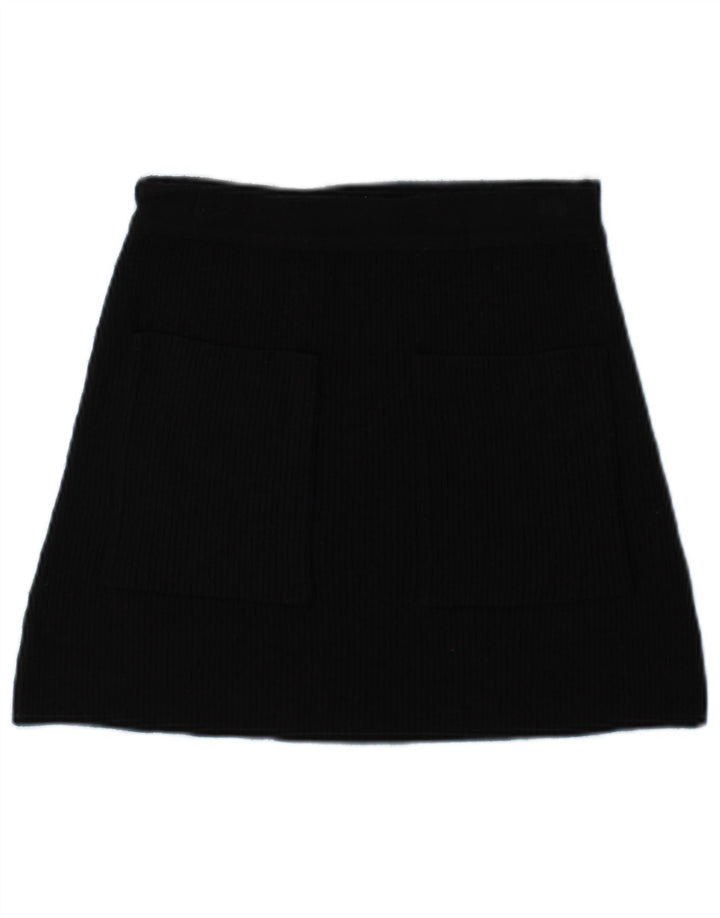 Mini saia feminina de malha Zara pequena W26 viscose preta
