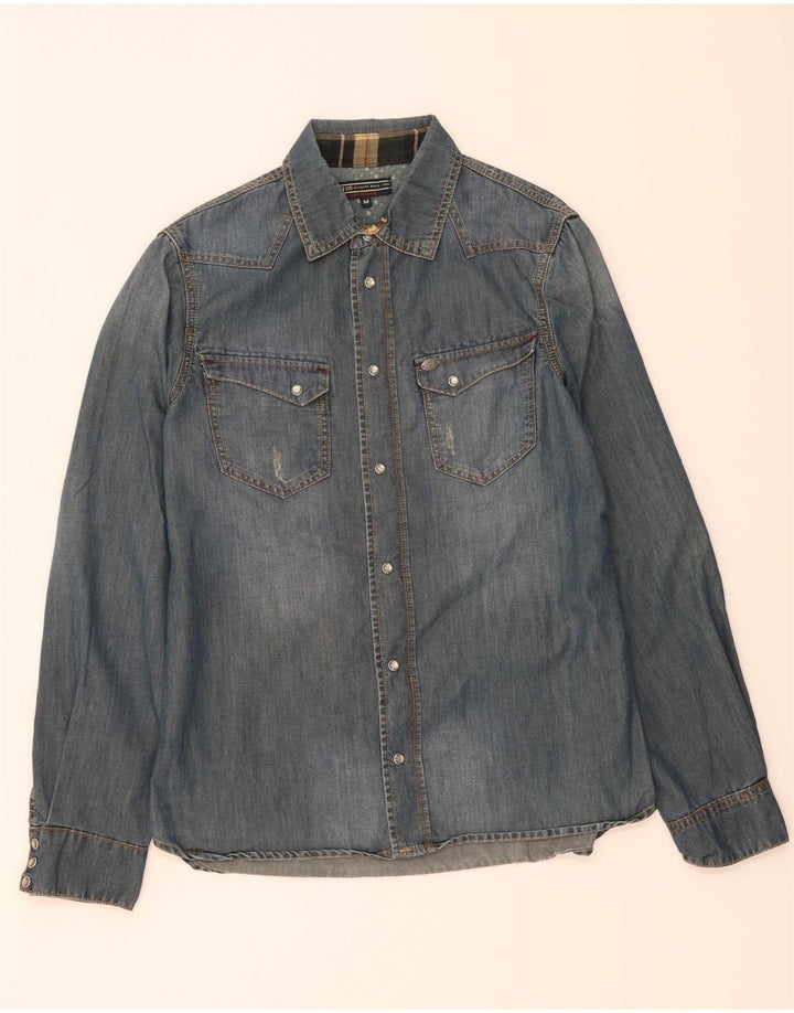 Camisa jeans masculina GAUDI algodão azul médio