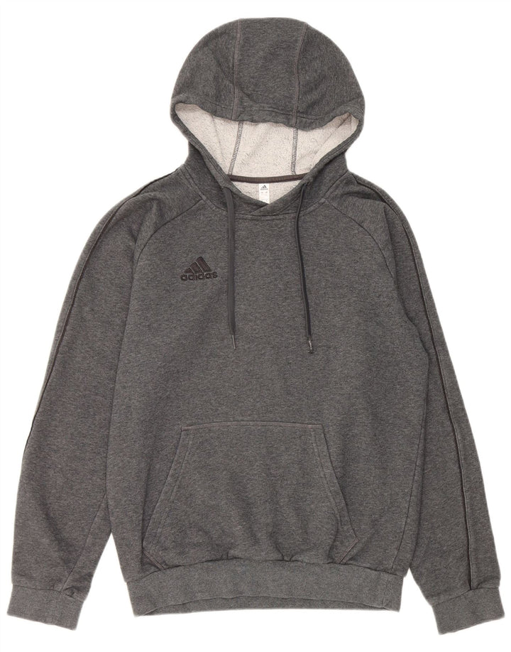 Adidas Mens Hoodie Jumper Pequeno Algodão Cinza