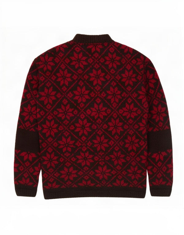 Suéter feminino vintage com gola tartaruga Reino Unido 16 grande Red Fair Isle
