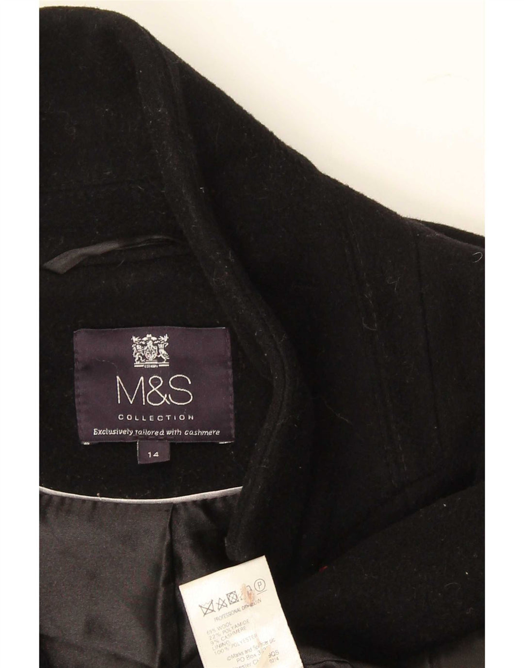 Sobretudo feminino Marks & Spencer UK 14 grande lã preta