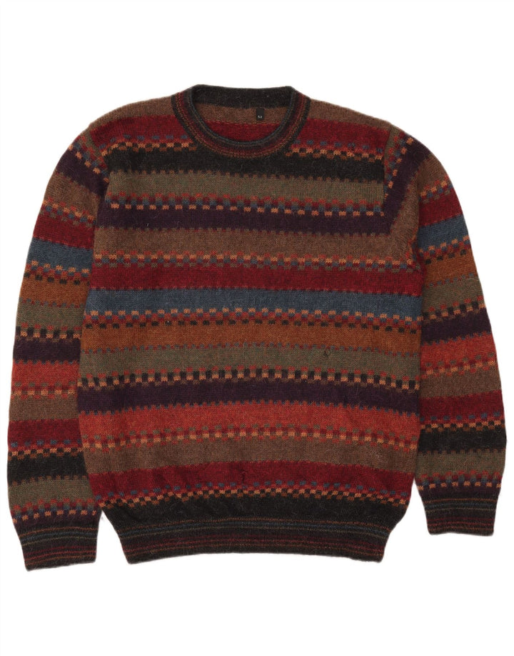 Suéter masculino vintage com gola redonda IT 52 grande listrado multicolorido