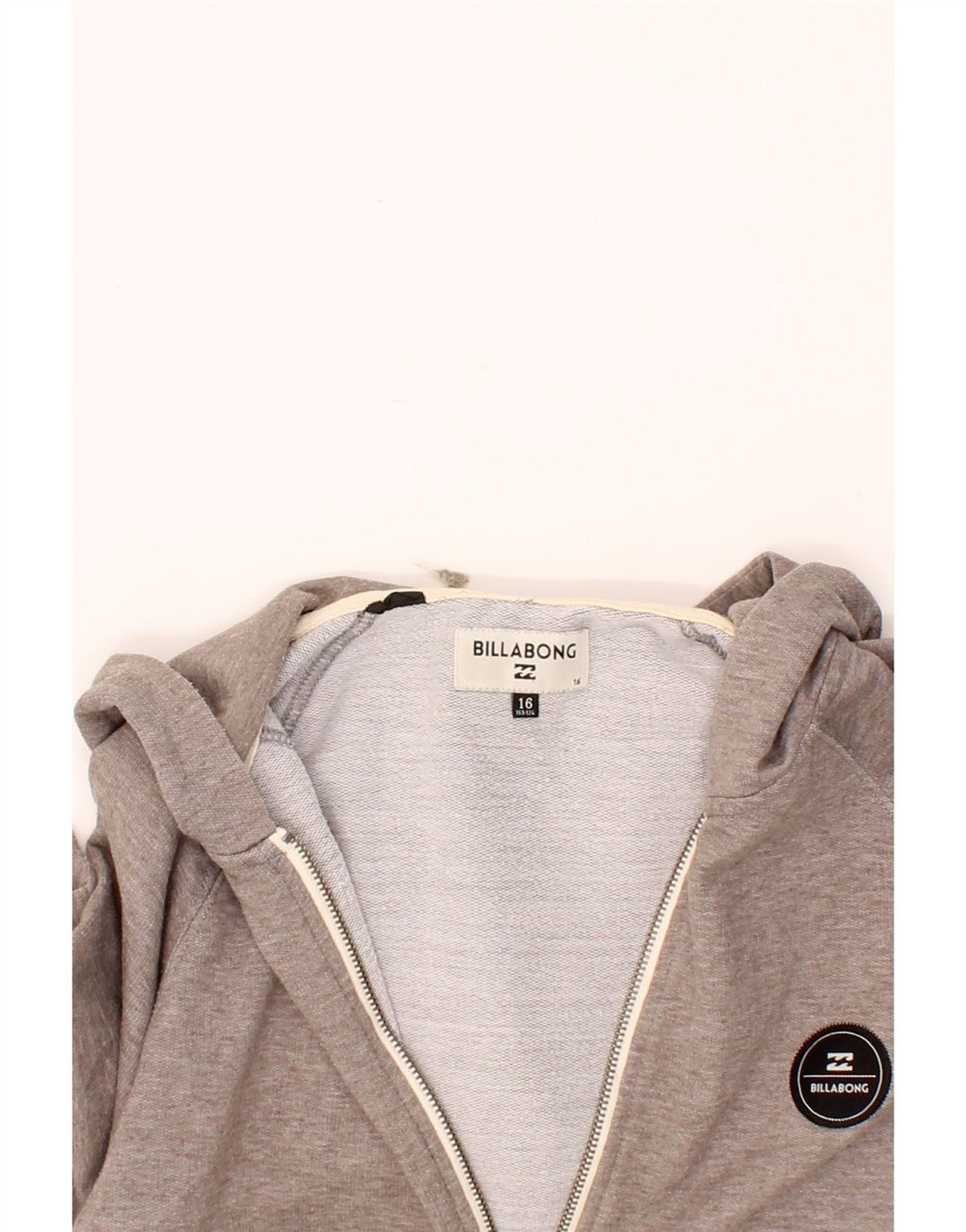 BILLABONG Boys Zip Hoodie Sweater 15-16 Years Grey Cotton Vintage Billabong and Second-Hand Billabong from Messina Hembry 