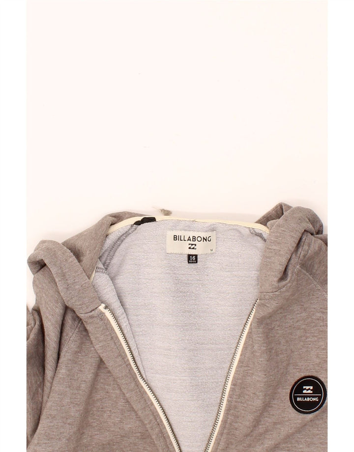 BILLABONG Boys Zip Hoodie Sweater 15-16 Years Grey Cotton Vintage Billabong and Second-Hand Billabong from Messina Hembry 