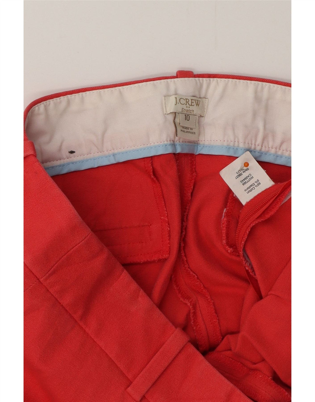J. CREW Calça feminina justa cortada EUA 10 grande W32 L25 vermelha
