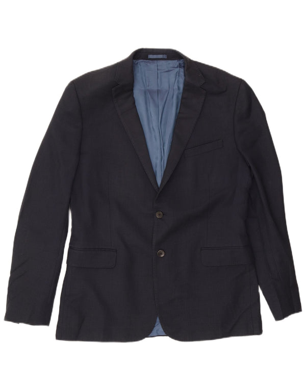 Jaqueta blazer masculina John Lewis com 2 botões Slim Fit Reino Unido 42 XL lã azul marinho