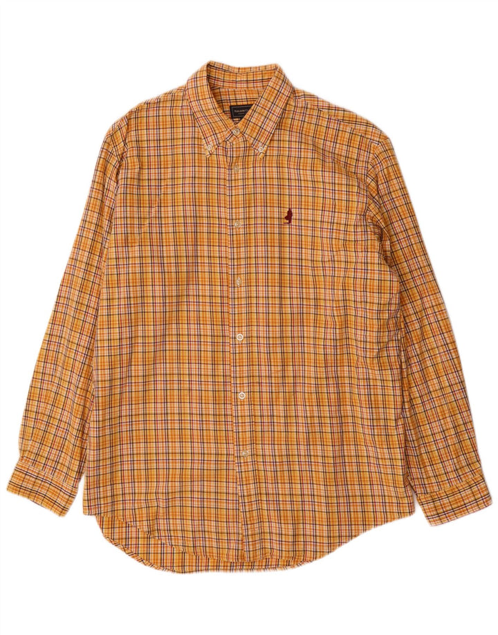 Camisa masculina Marlboro Classics grande algodão xadrez amarelo