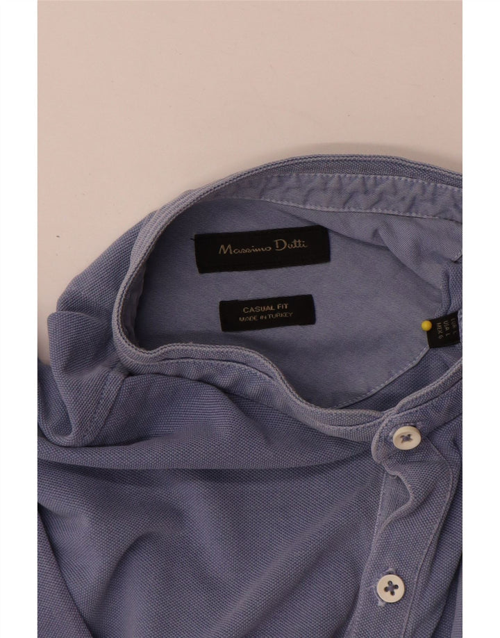 Camisa polo masculina Massimo Dutti casual fit grande azul