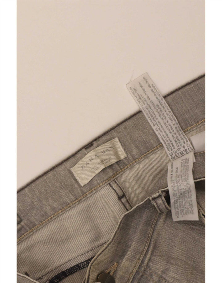 Zara Mens Straight Jeans EU 42 Grande W32 L28 Algodão Cinza