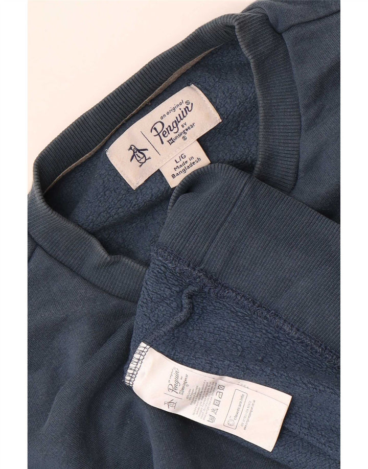 Penguin moletom masculino jumper grande algodão azul