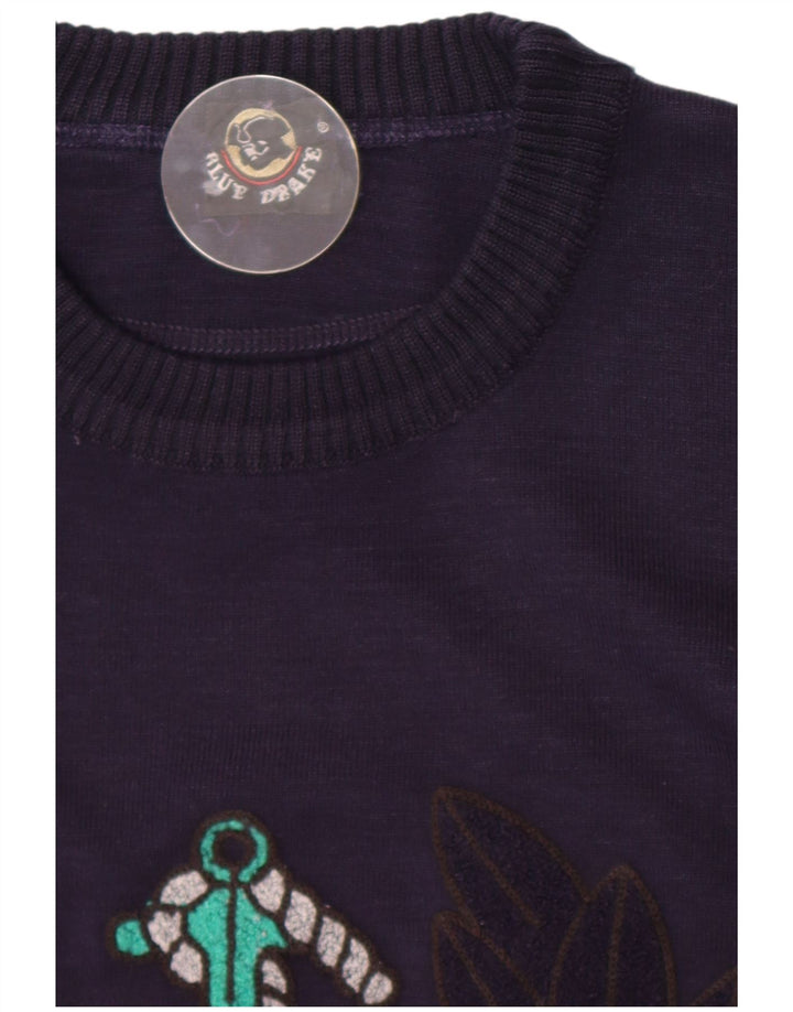 Suéter masculino Blue Drake com gola redonda e gola redonda grande azul marinho