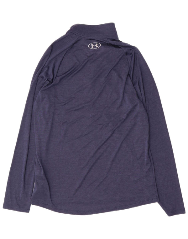 Under Armour Mens Zip Neck Pulôver Treino Top Médio Azul Marinho